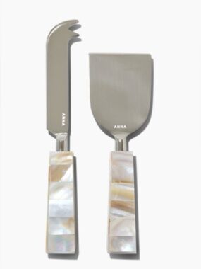 Anna Iridescent Mother-of-Pearl Cheese Knife Set - White & Cream